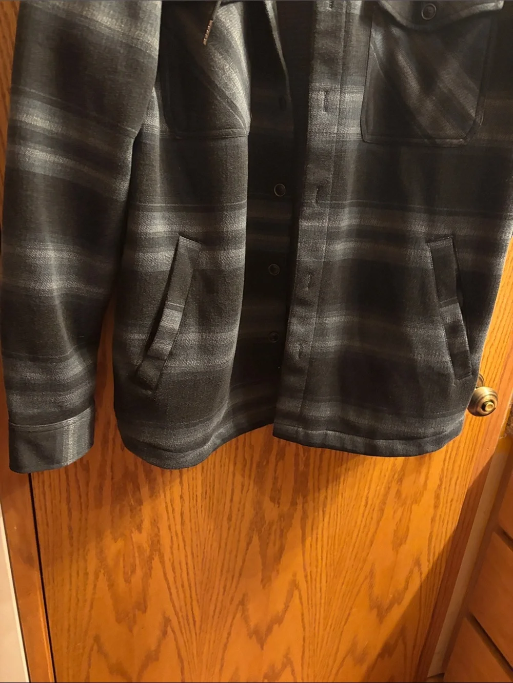 Quicksilver Hooded Plaid Shirt Jacket - Gray